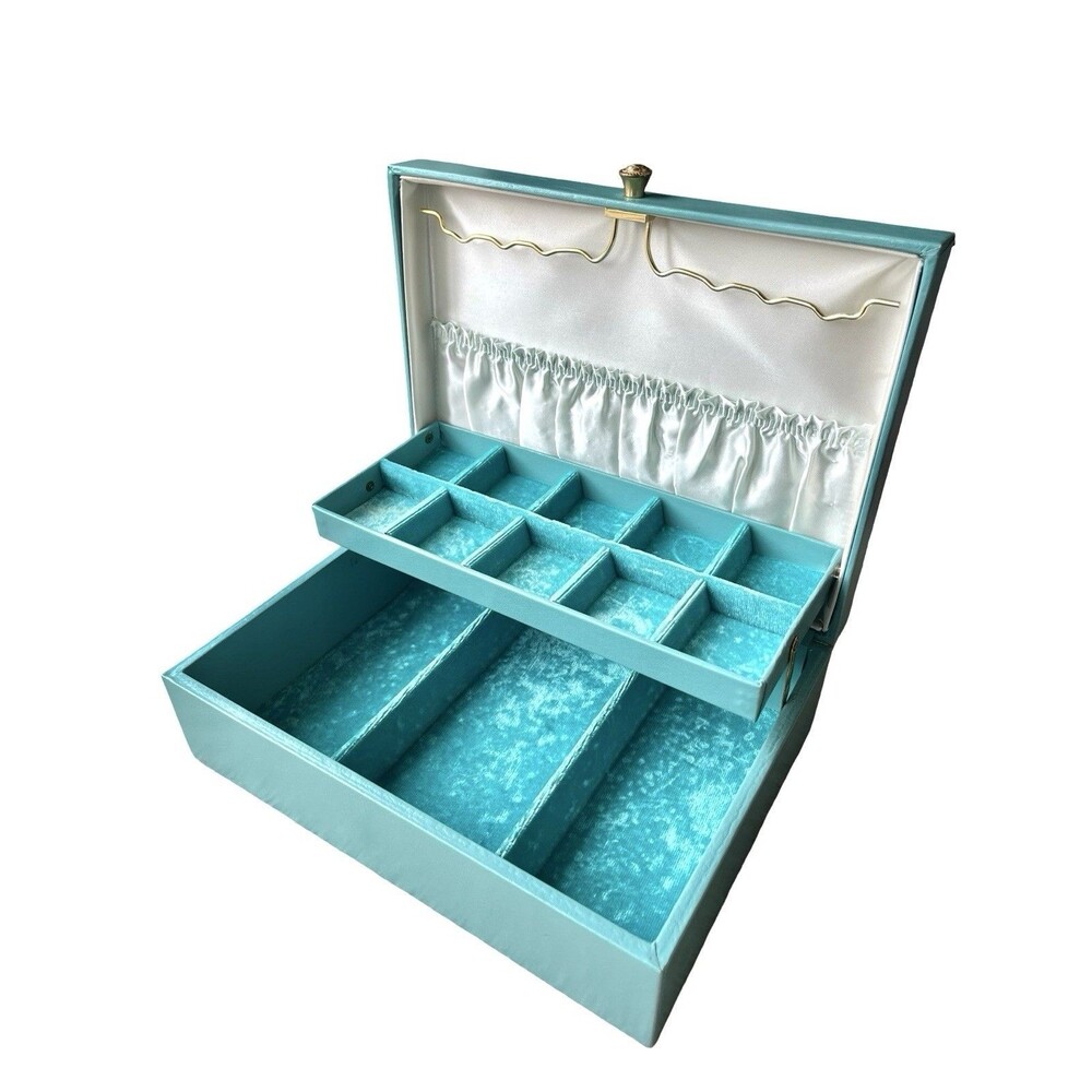 Vintage‎ Lady Buxton Turquoise Jewelry Box – Mid Century Vanity Storage